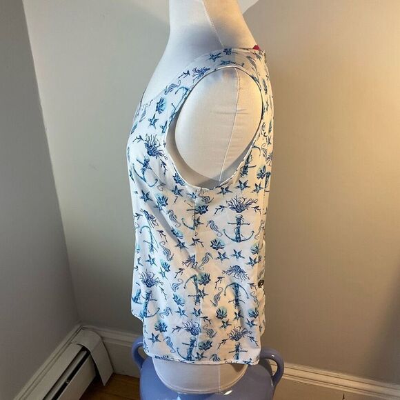 Macbeth Collections Nautical Button Back Sleeveless Top. Anchors shells starfish - Picture 16 of 16